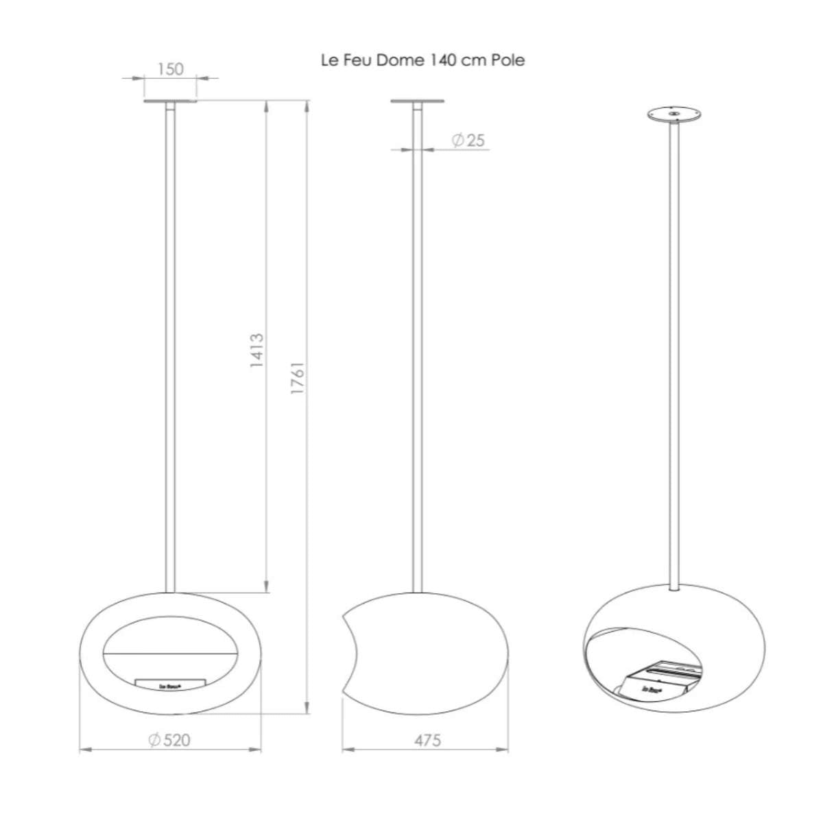 Le Feu Sky Bio Ethanol Fireplace - Black