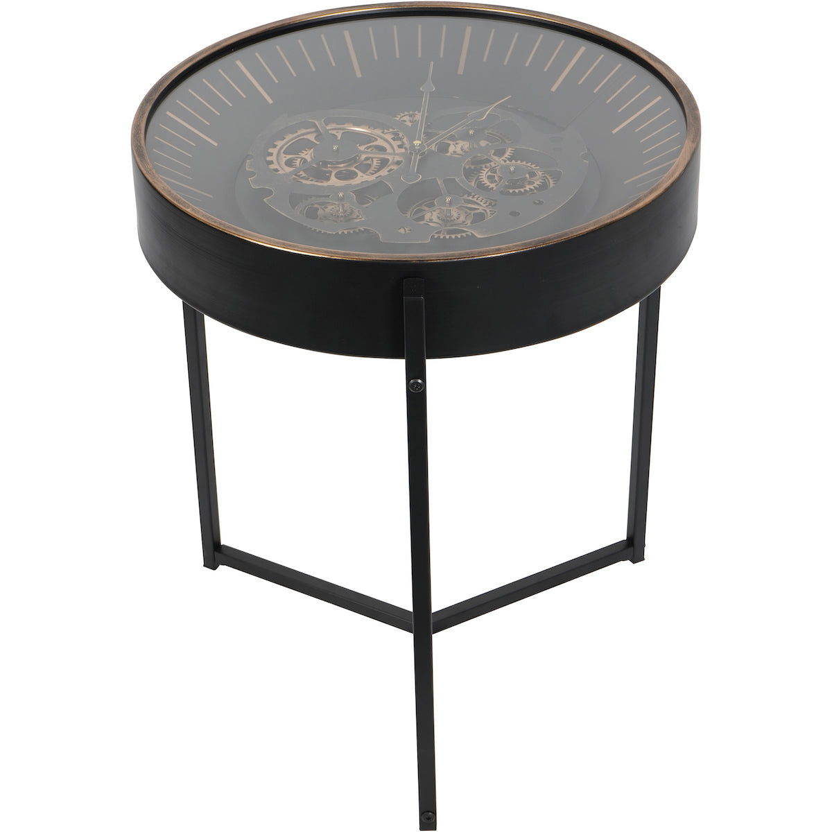 Beaumonde Home Clock Face Side Table Clock - Black Gold