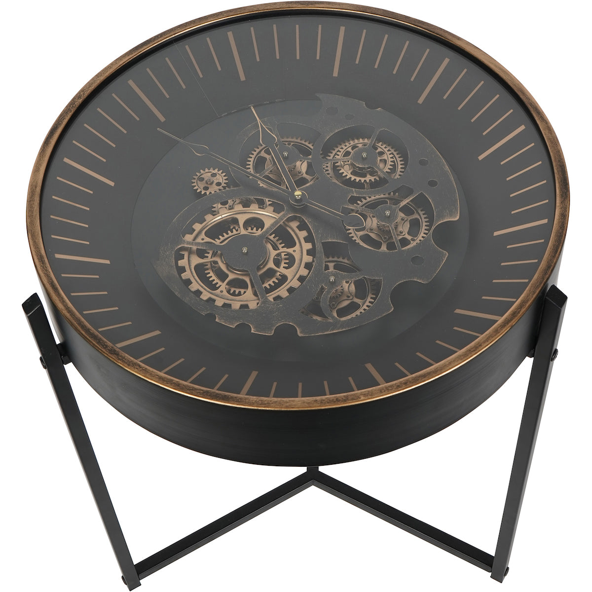 Beaumonde Home Clock Face Side Table Clock - Black Gold