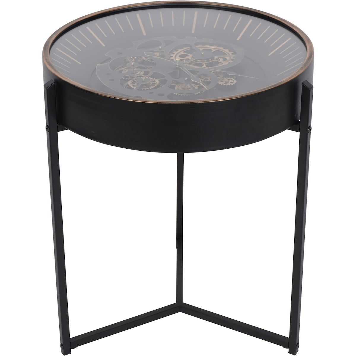 Beaumonde Home Clock Face Side Table Clock - Black Gold