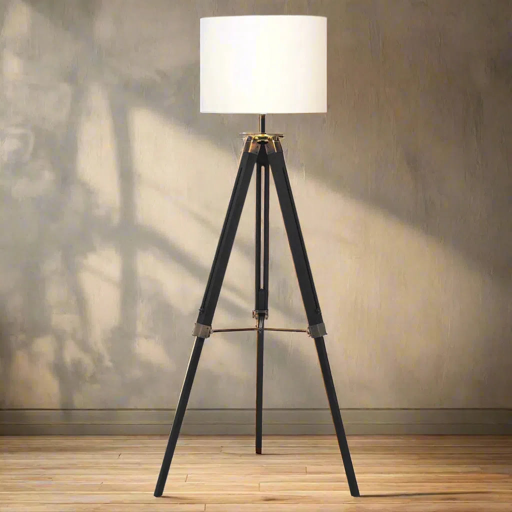 Beaumonde Home Glamis Tripod Floor Lamp With Black Base-Beaumonde