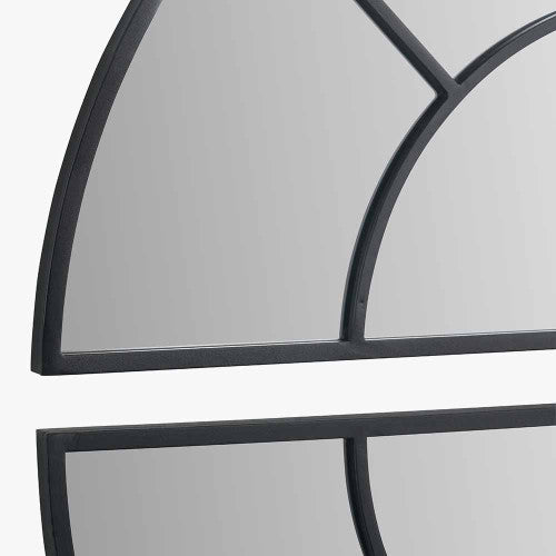 Beau&Co Black Metal 2 Half Moon Section Wall Mirror
