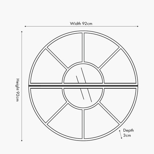 Beau&Co Black Metal 2 Half Moon Section Wall Mirror