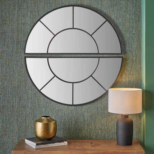 Beau&Co Black Metal 2 Half Moon Section Wall Mirror