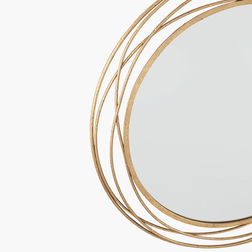 Beau&Co Antique Gold Metal Swirl Round Wall Mirror