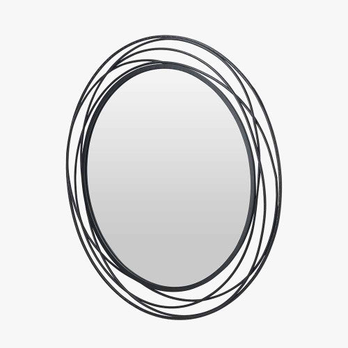 Beau&Co Black Metal Swirl Round Wall Mirror