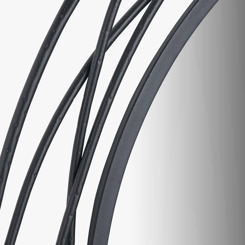 Beau&Co Black Metal Swirl Round Wall Mirror