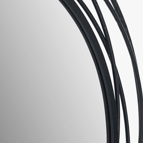 Beau&Co Black Metal Swirl Round Wall Mirror