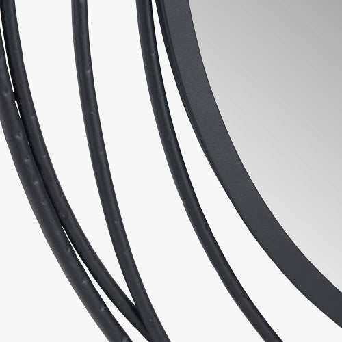 Beau&Co Black Metal Swirl Round Wall Mirror
