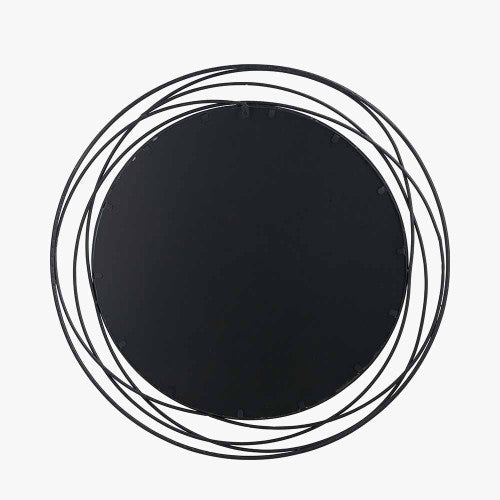 Beau&Co Black Metal Swirl Round Wall Mirror