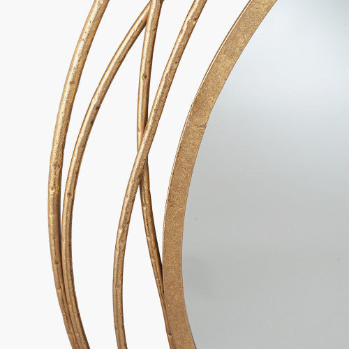 Beau&Co Antique Gold Metal Swirl Round Wall Mirror