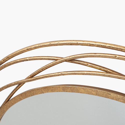 Beau&Co Antique Gold Metal Swirl Round Wall Mirror