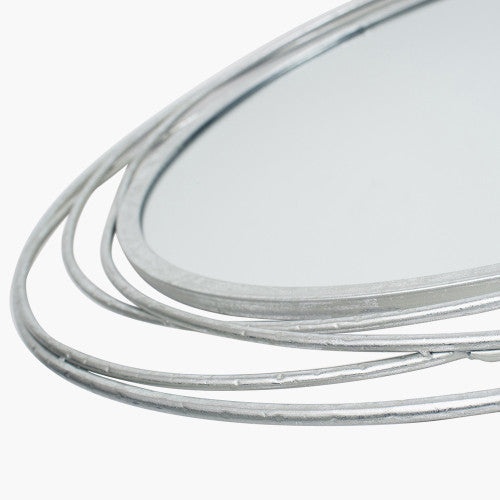 Beau&Co Antique Silver Metal Swirl Round Wall Mirror