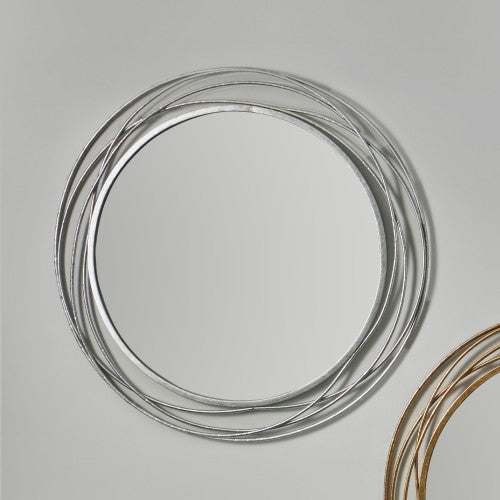 Beau&Co Antique Silver Metal Swirl Round Wall Mirror