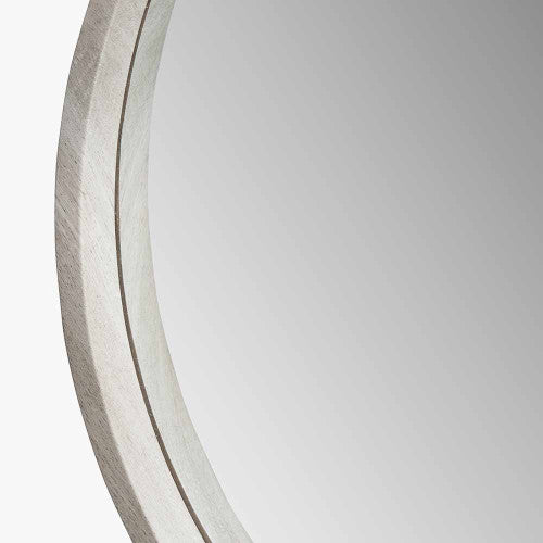 Pacific Lifestyle Grey Oak Wood Veneer Slim Frame Round Wall Mirror