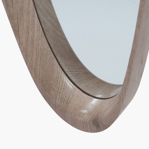 Beau&Co Natural Wood Veneer Teardrop Shaped Wall Mirror