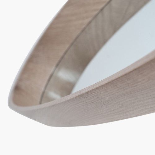 Beau&Co Natural Wood Veneer Teardrop Shaped Wall Mirror