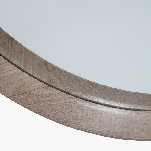 Beau&Co Natural Wood Veneer Deep Edge Round Wall Mirror Large