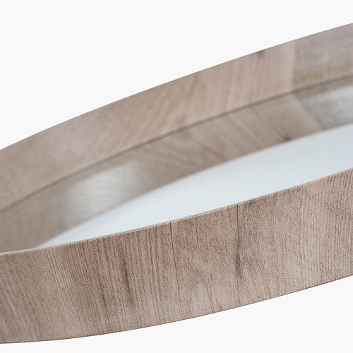 Beau&Co Natural Wood Veneer Deep Edge Round Wall Mirror Large