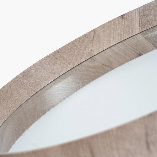 Beau&Co Natural Wood Veneer Deep Edge Round Wall Mirror Large