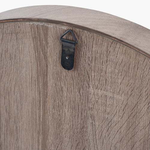 Beau&Co Natural Wood Veneer Deep Edge Round Wall Mirror Large