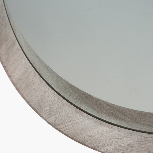 Beau&Co Grey Oak Wood Veneer Deep Edge Round Wall Mirror Large