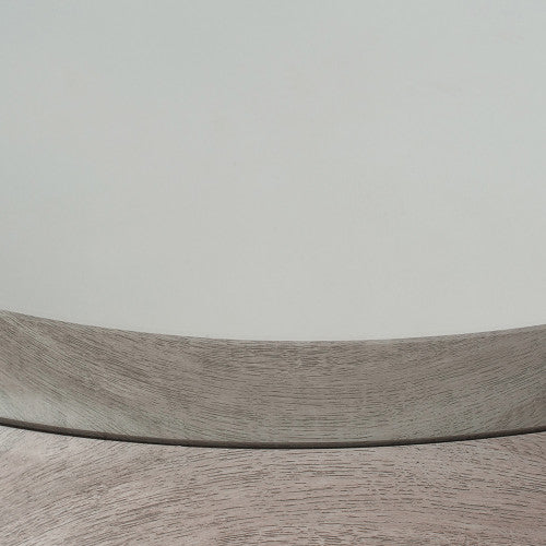 Beau&Co Grey Oak Wood Veneer Deep Edge Round Wall Mirror Large