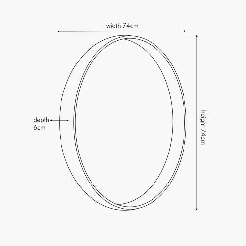 Beau&Co Grey Oak Wood Veneer Deep Edge Round Wall Mirror Large