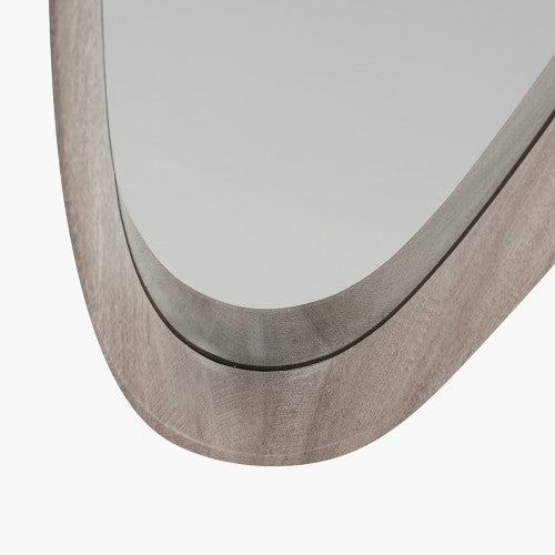 Beau&Co Grey Oak Wood Veneer Teardrop Shaped Wall Mirror