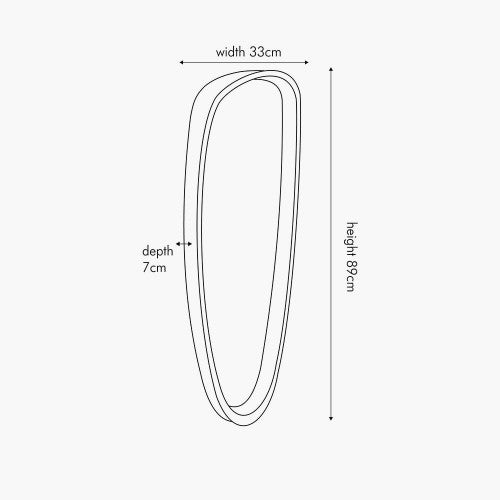 Beau&Co Grey Oak Wood Veneer Teardrop Shaped Wall Mirror