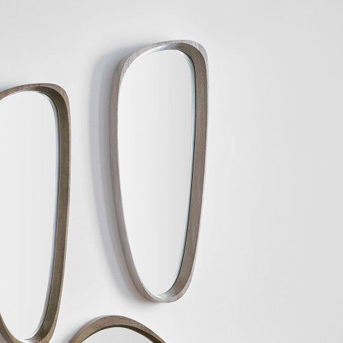 Beau&Co Grey Oak Wood Veneer Teardrop Shaped Wall Mirror