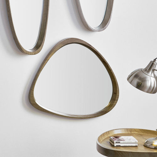 Beau&Co Natural Wood Veneer Curved Wall Mirror