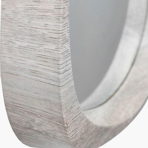 Beau&Co Grey Oak Wood Veneer Curved Wall Mirror