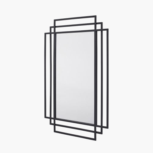 Pacific Lifestyle Black Metal Art Deco Rectangular Wall Mirror