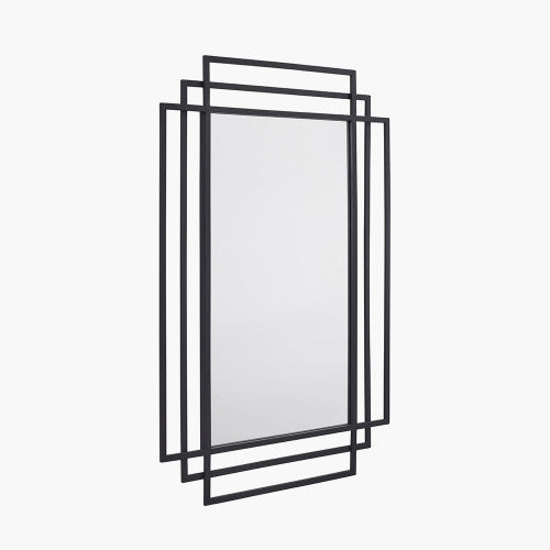 Pacific Lifestyle Black Metal Art Deco Rectangular Wall Mirror