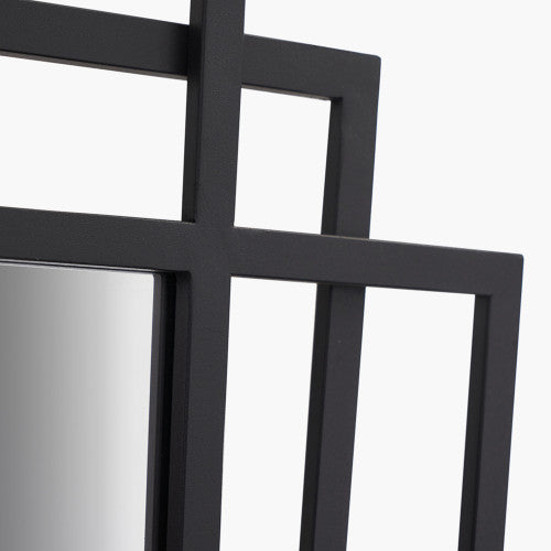 Pacific Lifestyle Black Metal Art Deco Rectangular Wall Mirror