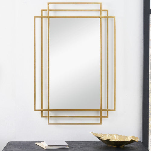 Pacific Lifestyle Gold Metal Art Deco Rectangular Wall Mirror