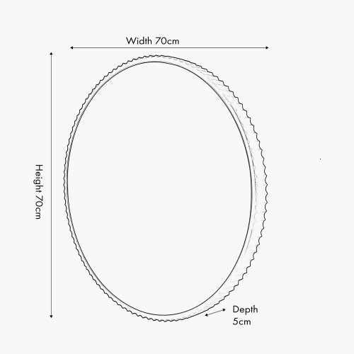 Beau&Co Black Metal Textured Edged Round Wall Mirror