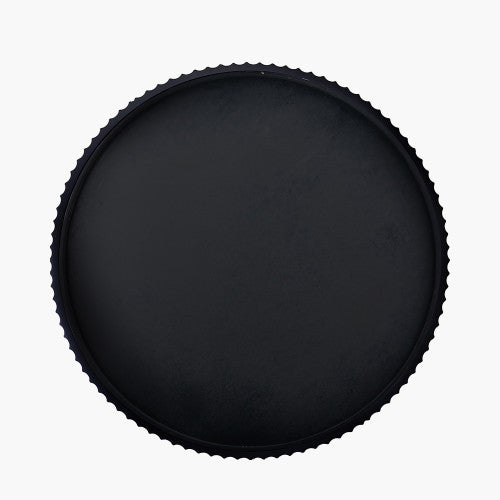 Beau&Co Black Metal Textured Edged Round Wall Mirror