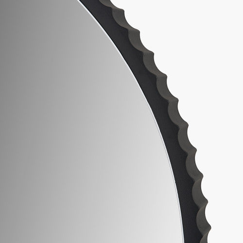 Beau&Co Black Metal Textured Edged Round Wall Mirror