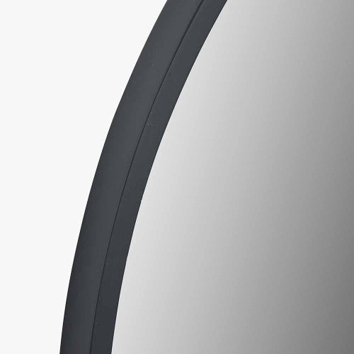 Beau&Co Black Wood Veneer and Mirrored Glass Round Wall Mirror