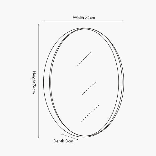 Beau&Co Black Wood Veneer and Mirrored Glass Round Wall Mirror