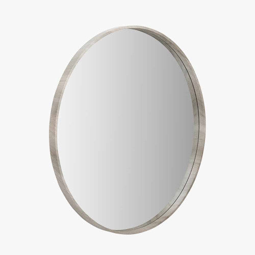 Beau&Co Grey Oak Wood Veener Slim Frame Round Mirror Large