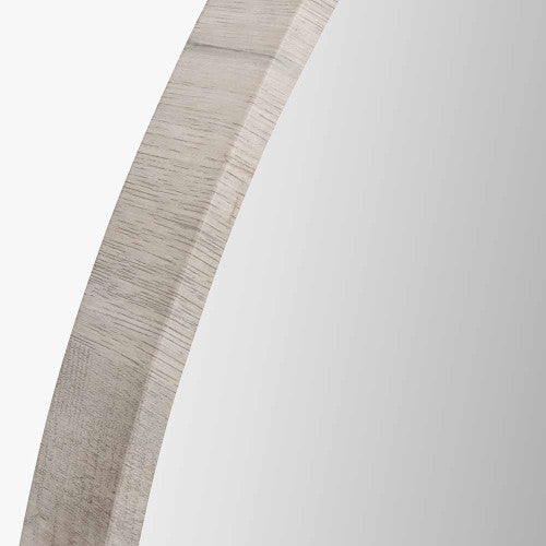 Beau&Co Grey Oak Wood Veener Slim Frame Round Mirror Large