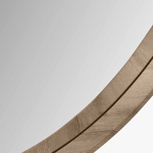 Beau&Co Natural Wood Veneer Slim Frame Round Mirror Large