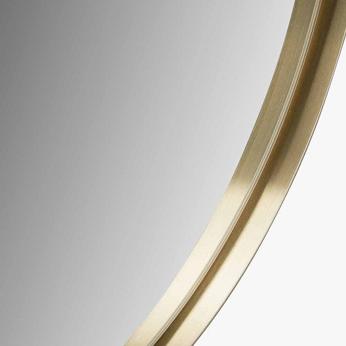 Beau&Co Brushed Gold Metal Slim Frame Round Wall Mirror Large