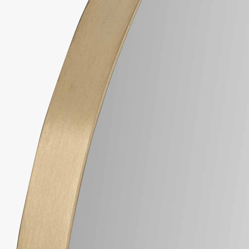 Beau&Co Brushed Gold Metal Slim Frame Round Wall Mirror Large