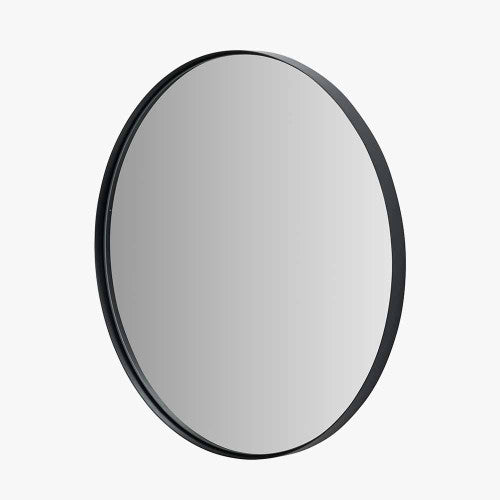 Beau&Co Black Metal Slim Frame Round Wall Mirror Medium