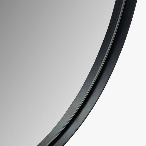 Beau&Co Black Metal Slim Frame Round Wall Mirror Medium