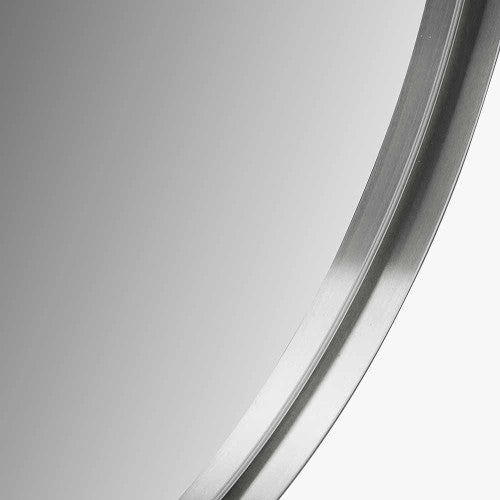 Beau&Co Brushed Silver Metal Slim Frame Round Wall Mirror Large